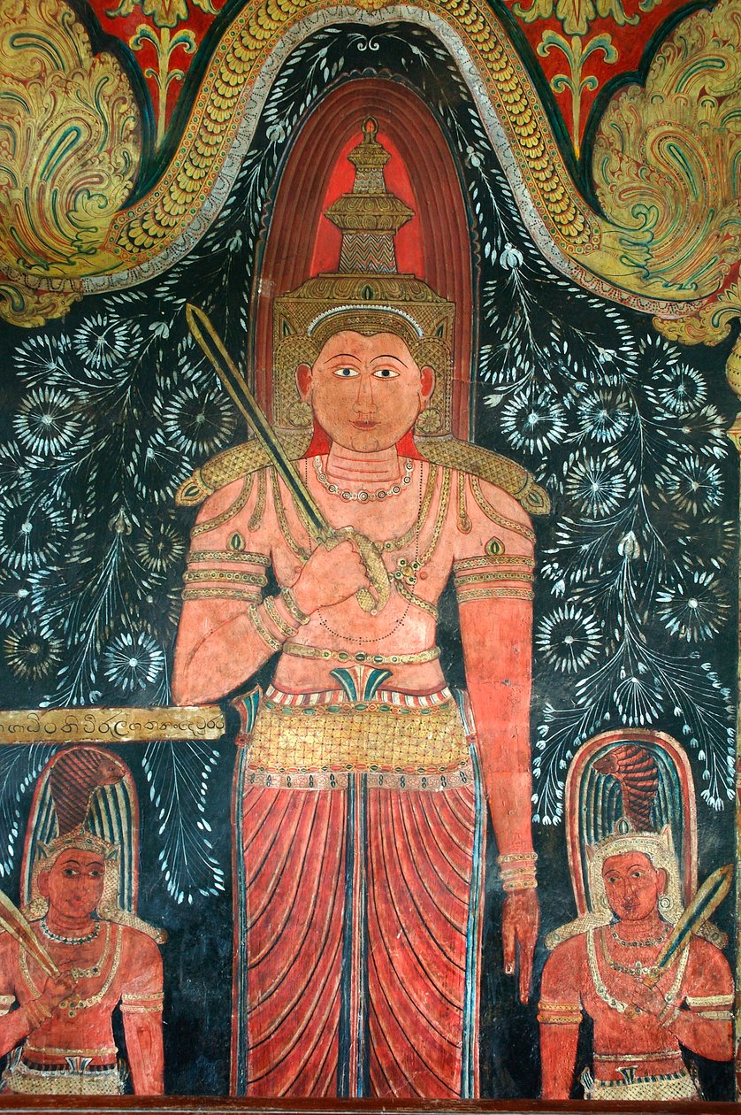 Mural na ścianach świątyni Kelaniya w Kelaniya Vihara, jednym z najświętszych miejsc buddyjskich, około sześciu mil od stolicy Sri Lanki Kolombo. 7 stycznia 2010 r. autorstwa Unknown