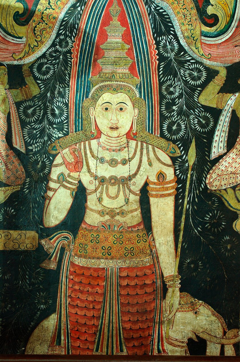 Mural na ścianach świątyni Kelaniya w Kelaniya Vihara, jednym z najświętszych miejsc buddyjskich, około sześciu mil od stolicy Sri Lanki Kolombo. 7 stycznia 2010 r. autorstwa Unknown