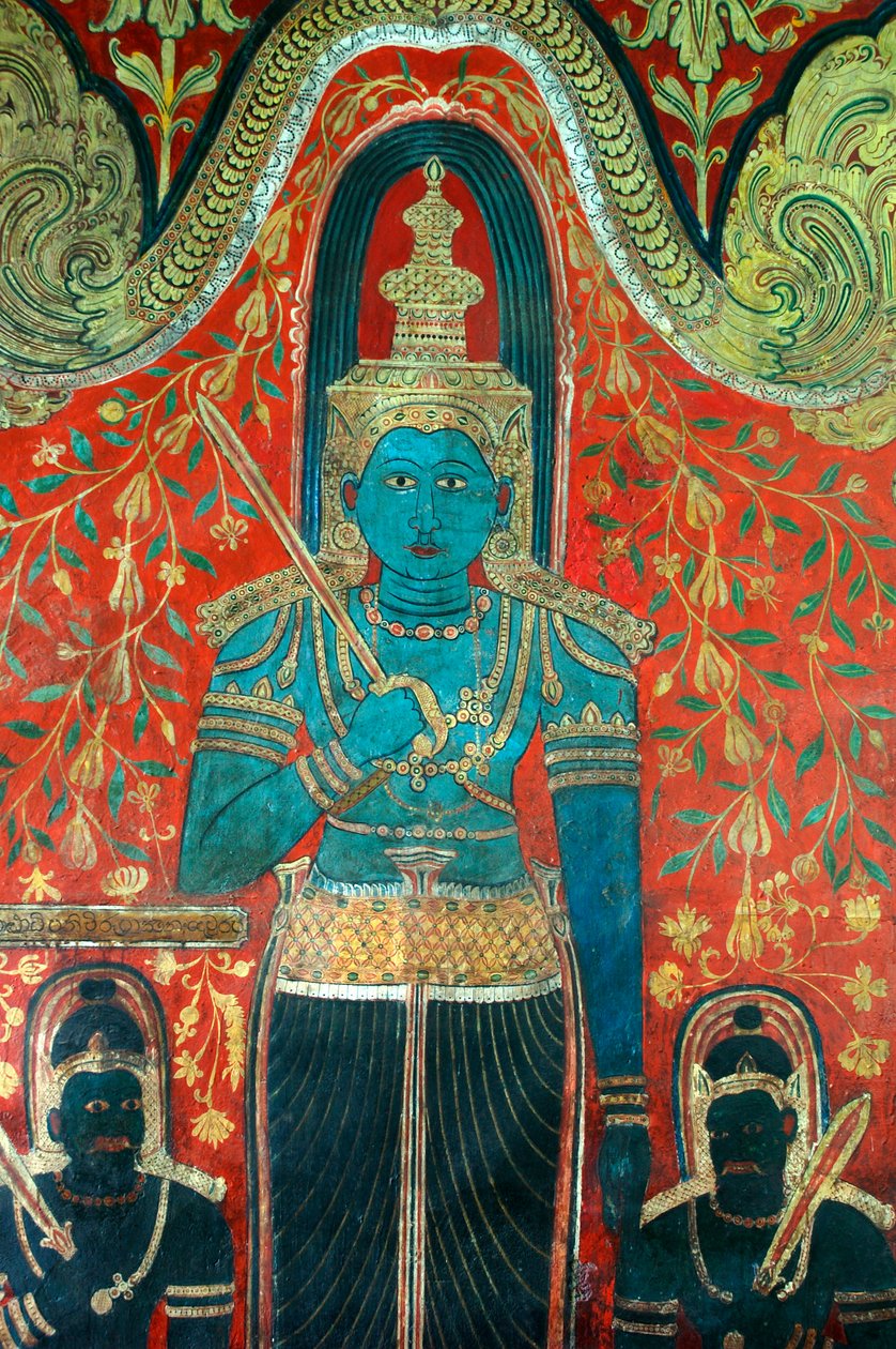 Mural na ścianach świątyni Kelaniya w Kelaniya Vihara, jednym z najświętszych miejsc buddyjskich, około sześciu mil od stolicy Sri Lanki Kolombo. 7 stycznia 2010 r. autorstwa Unknown