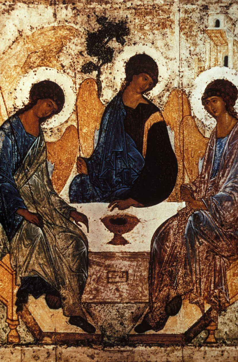 Trójca Starego Testamentu Andrei Rublev, C, 1410-1420, Tempera na panelu. autorstwa Unknown