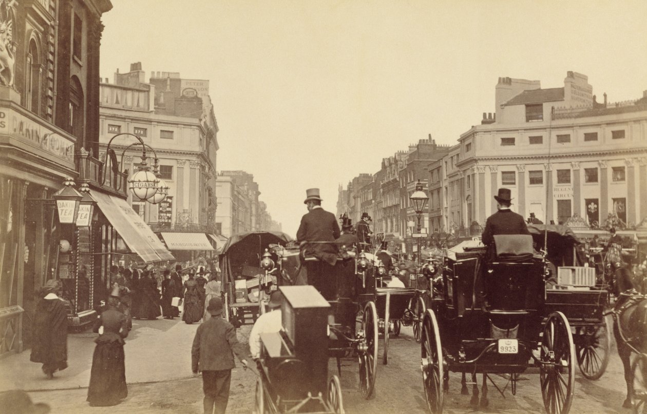 Regent Circus, Londyn, ok. 1880 (zdjęcie w sepii) autorstwa Unknown