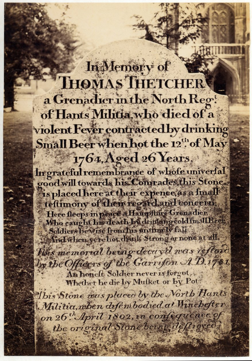 Nagrobek Thomasa Thetchera w katedrze w Winchester, Hampshire, Anglia, 1764 r autorstwa Unknown