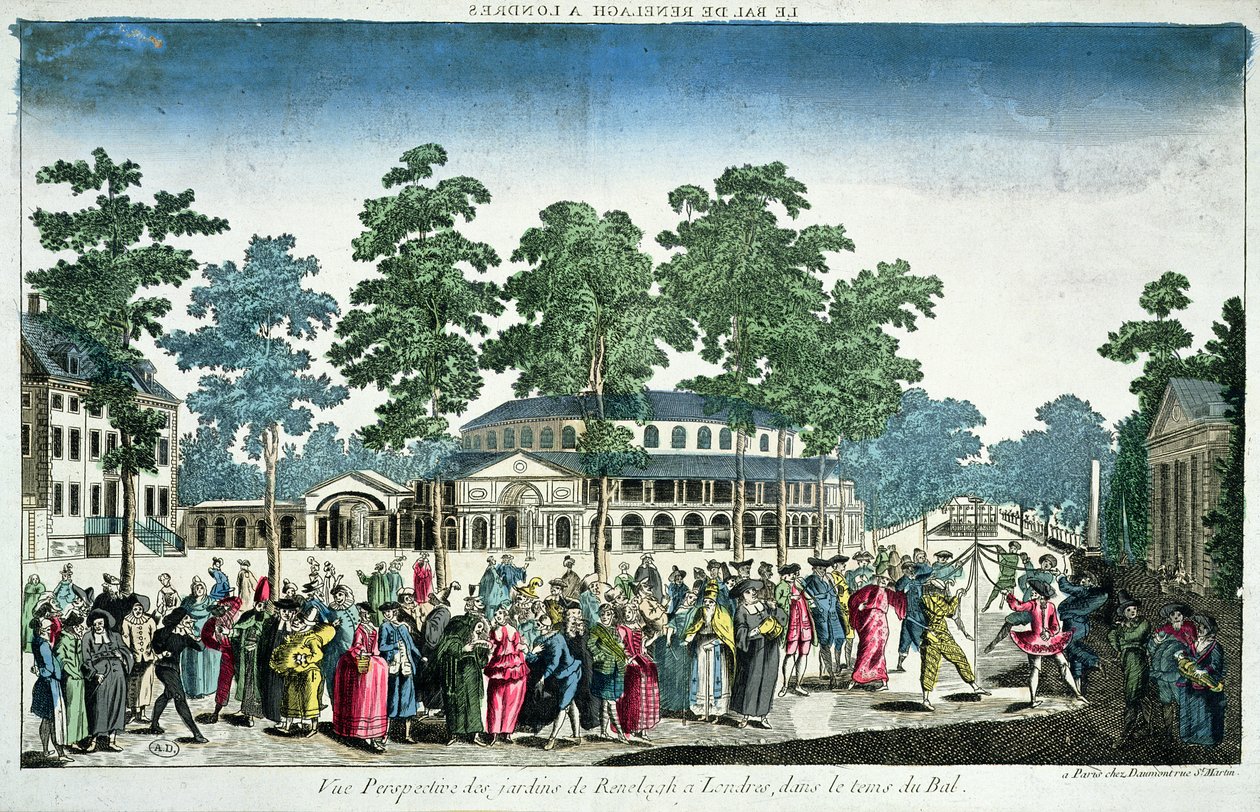 Widok balu z okazji urodzin Jerzego III (1738-1820) Księcia Walii 24 maja 1751 w Rotunda, Ranelagh House, Londyn autorstwa Unknown