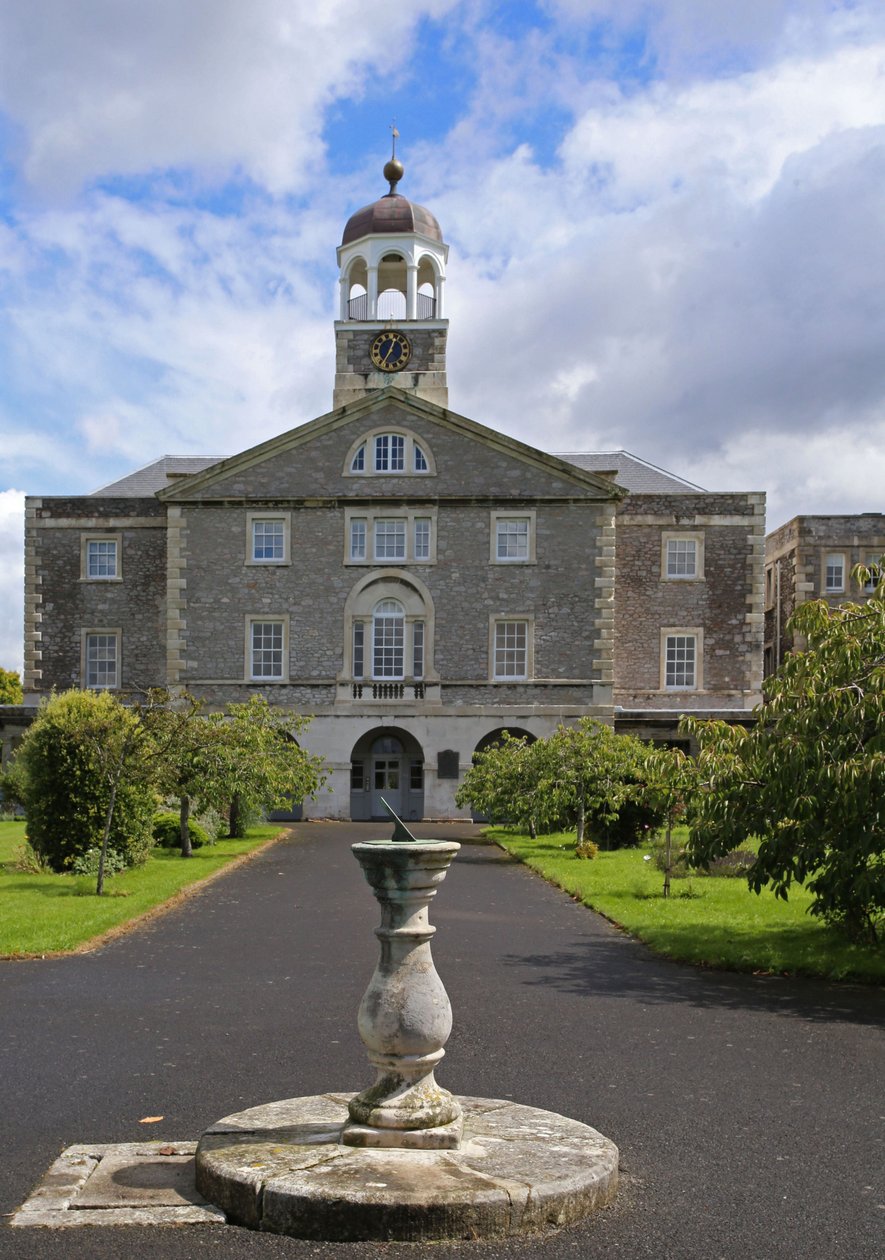 Widok bloku Trafalgar, z zegarem słonecznym, dawnego Royal Naval Hospital, Plymouth autorstwa Unbekannt Unbekannt