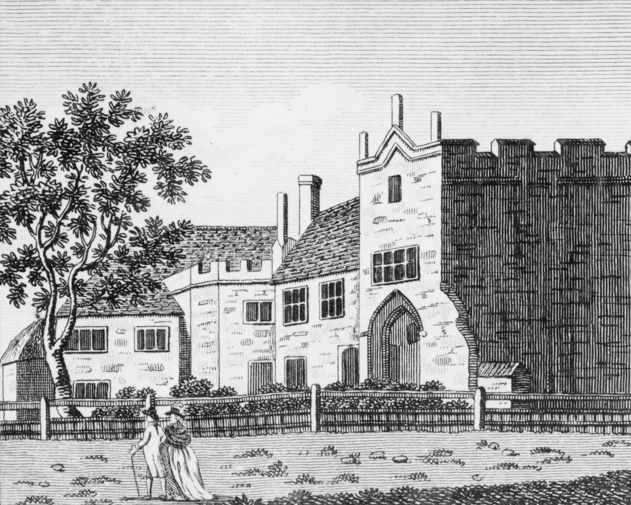 Dartford Priory, Kent (grawerowanie) (bw zdjęcie) autorstwa English School