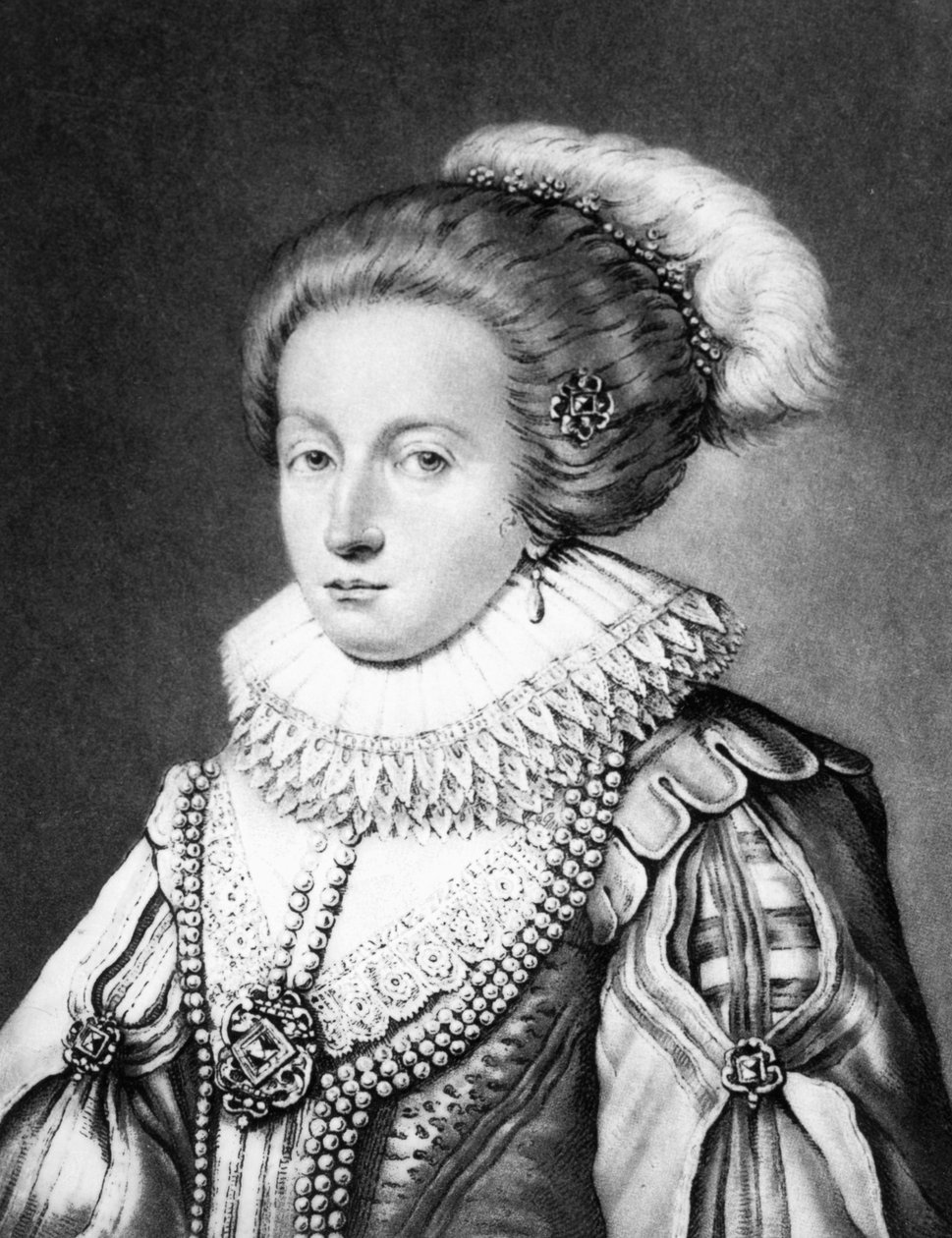 Elżbieta Stuart, królowa Czech (1596-1662) ilustracja z „Portrety postaci wybitnych w historii Wielkiej Brytanii”, grawerowana przez Richarda Earloma (1743-1822) i Charlesa Turnera (ok. 1773-1857) (mezz autorstwa English School