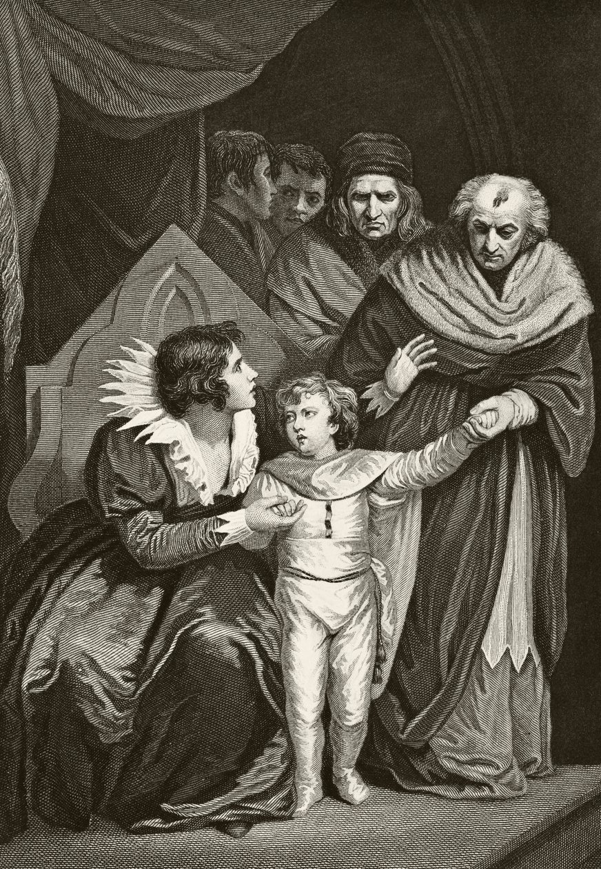 Elizabeth Woodville, królowa małżonka króla Anglii Edwarda IV, oddająca syna, z „The National and Domestic History of England” Williama Hickmana Smitha Aubreya (1858-1916) opublikowanej w Londynie: autorstwa English School