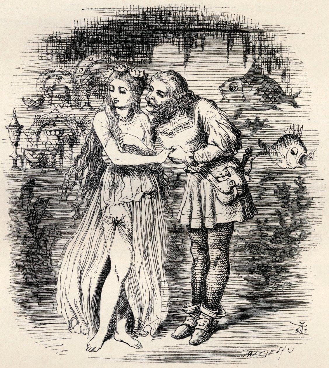 Ilustracja wg J. Tenniela do wiersza „Sir Rupert the Fearless”, legenda Niemiec, z „The Ingoldsby Legends or Mirth and Marvels”, autorstwa Thomasa Ingoldsby, opublikowanej w 1865 roku autorstwa English School