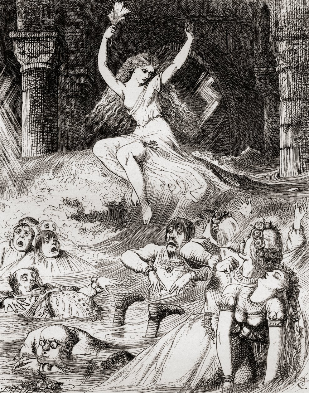 Ilustracja wg J. Tenniela do wiersza „Sir Rupert the Fearless”, legenda Niemiec, z „The Ingoldsby Legends or Mirth and Marvels”, autorstwa Thomasa Ingoldsby, opublikowanej w 1865 roku autorstwa English School