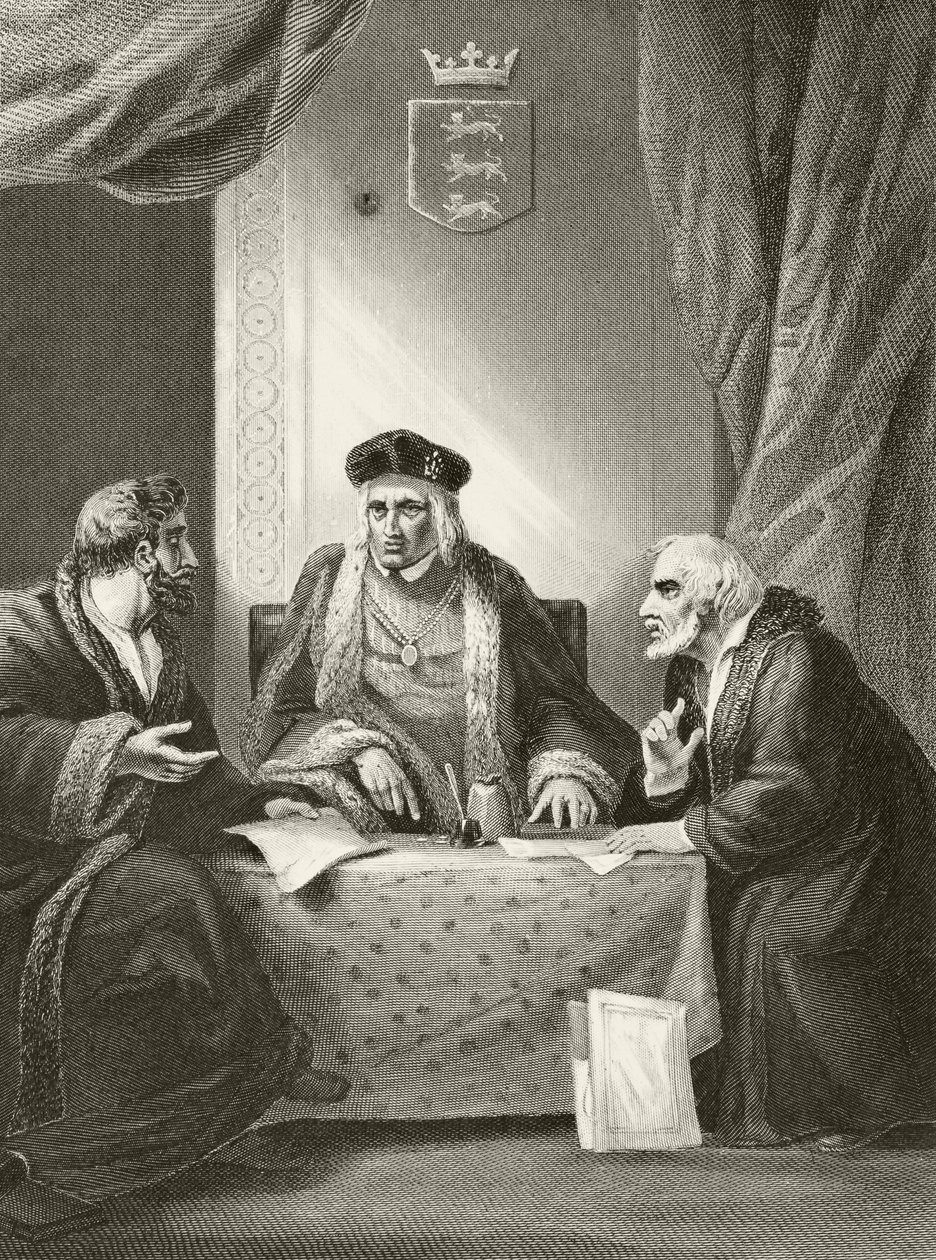 Król Anglii Henryk VII z Sir Richardem Empsonem i Edmundem Dudleyem, z książki „The National and Domestic History of England” Williama Hickmana Smitha Aubreya (1858-1916) opublikowanej w Londynie, ok. 1890 r. autorstwa English School
