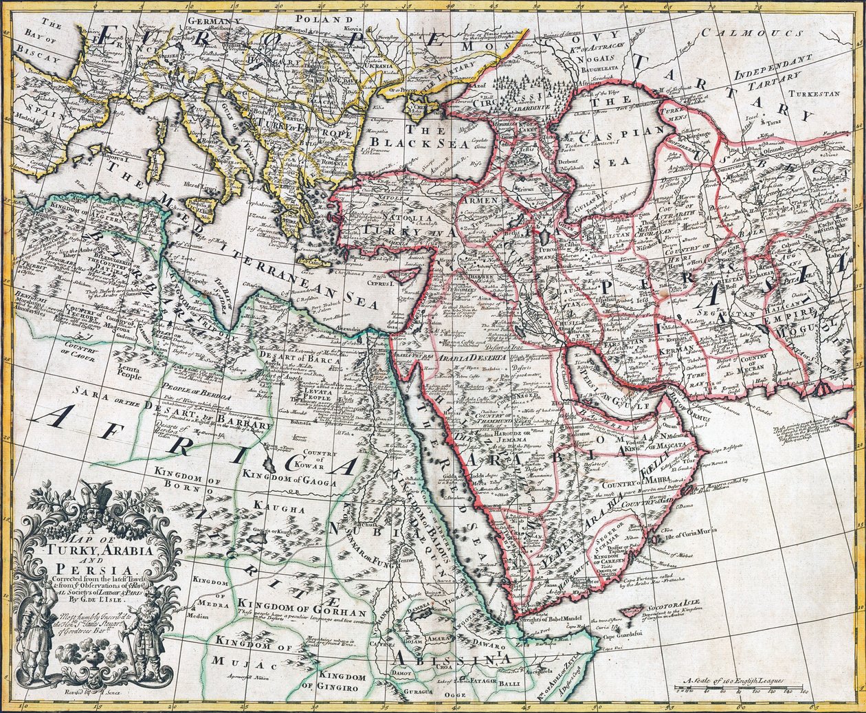 Mapa Turcji, Arabii i Persji, według Guillaume de L