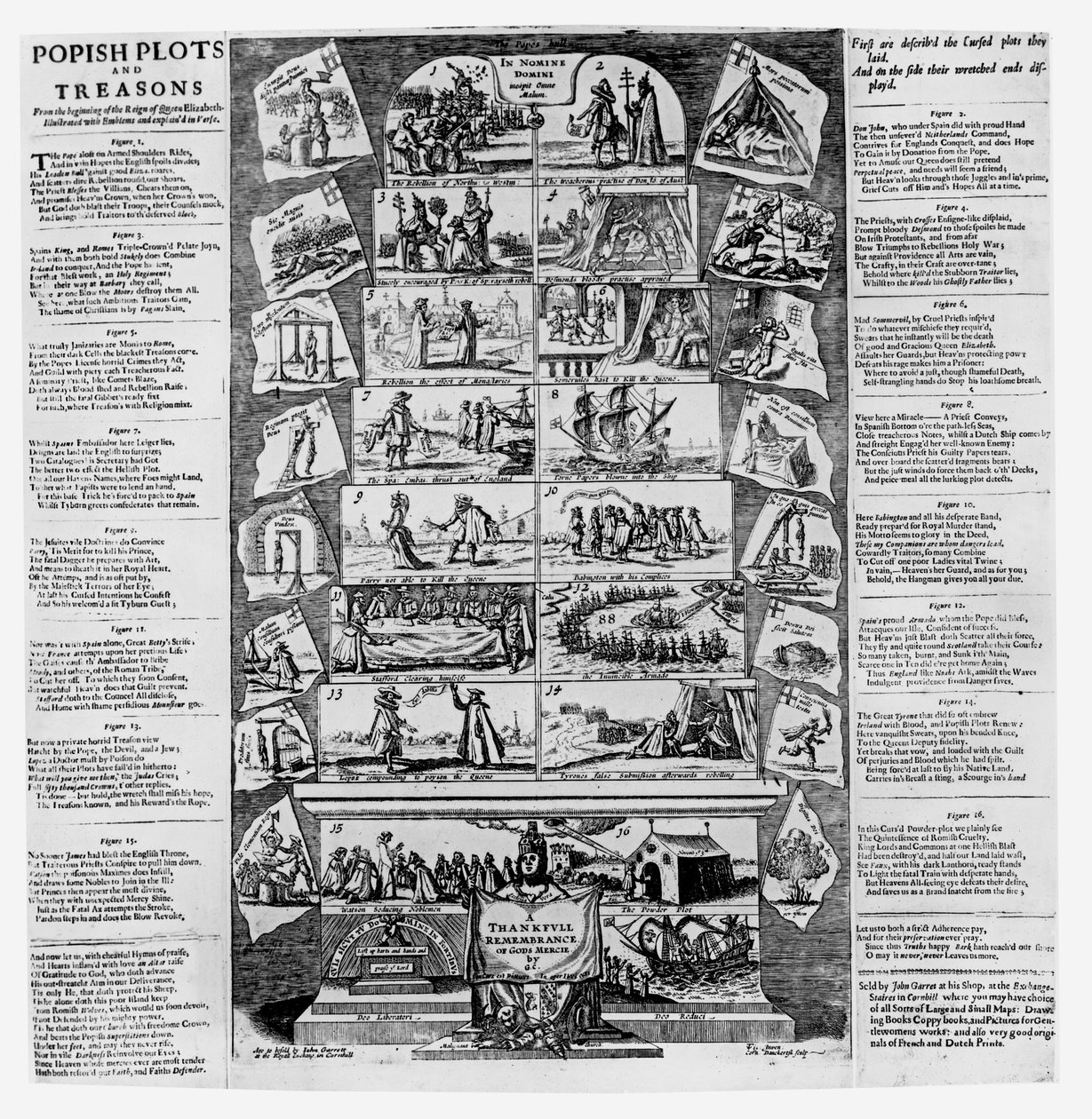 Popish Plots and Treasons from the Beginning of the Reign of Queen Elizabeth, Illustrated with Emblems and Explained in Verse, engraved by Cornelis Danckerts (c.1603-56) (zob. 1 autorstwa English School
