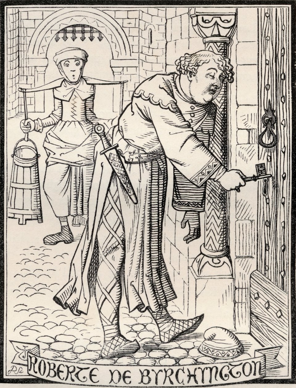 Roberte de Byrchyngton, ilustracja do poematu „Bracia Birchington”, wg J. Tenniela, z „Legendy Ingoldsby lub mirth and Marvels”, autorstwa Thomasa Ingoldsby, opublikowanej w 1865 r. autorstwa English School