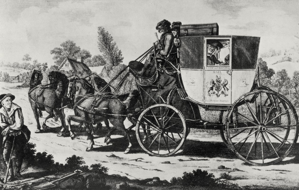 Pierwszy Wagon Pocztowy, 1784 (rycina) (zdjęcie Bundw) autorstwa English School