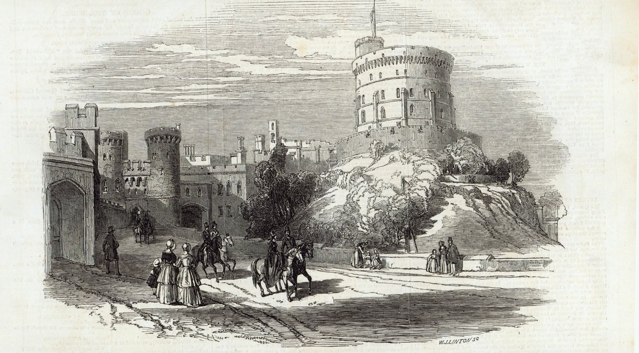 Zamek Windsor - Okrągła Wieża, z The Illustrated London News, 26 września 1846 (rycina) autorstwa English School