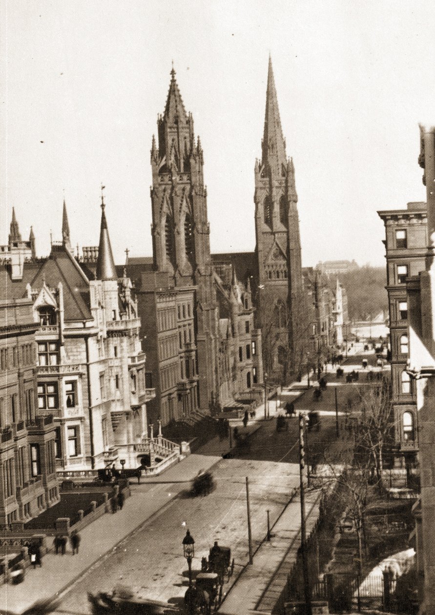 Rezydencje i kościoły na 5th Avenue, poniżej Central Parku, Nowy Jork, c.1884 autorstwa American Photographer