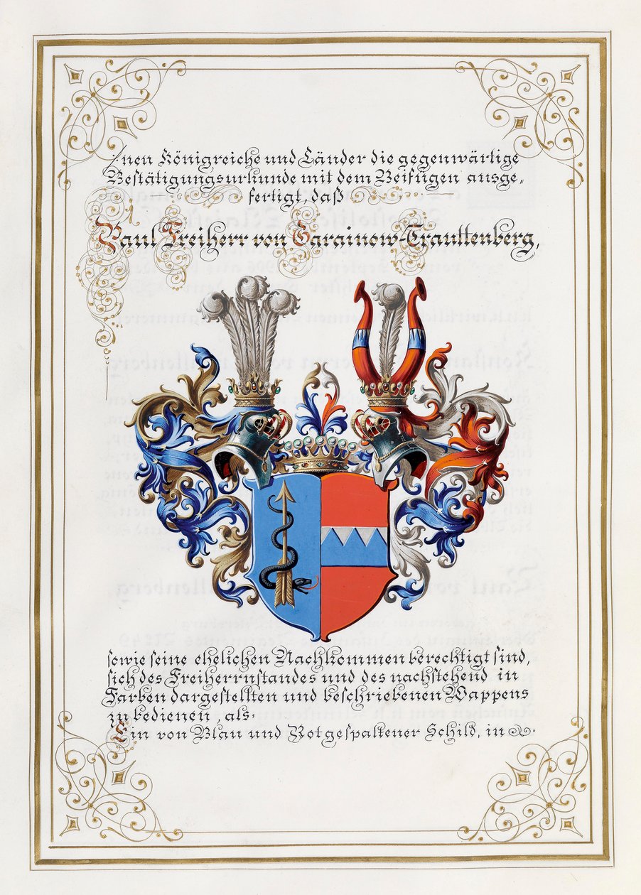 Herb Trauttenberg, z dyplomu szlacheckiego autorstwa Anonymous