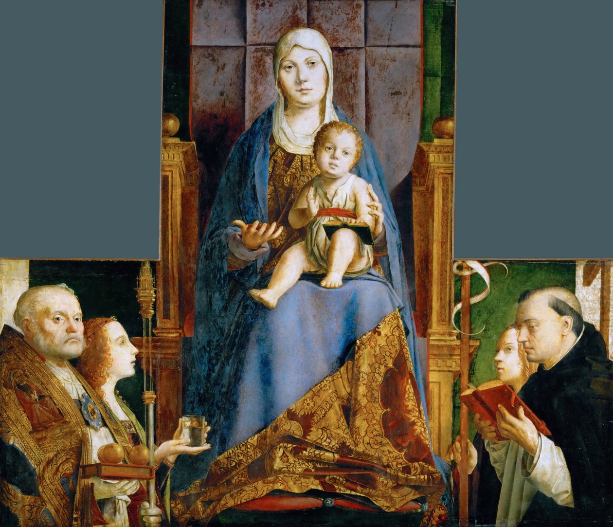  Madonna z SS Mikołajem z Bari, Anastazją, Urszulą, Dominikiem i Heleną autorstwa Antonello de Antonio