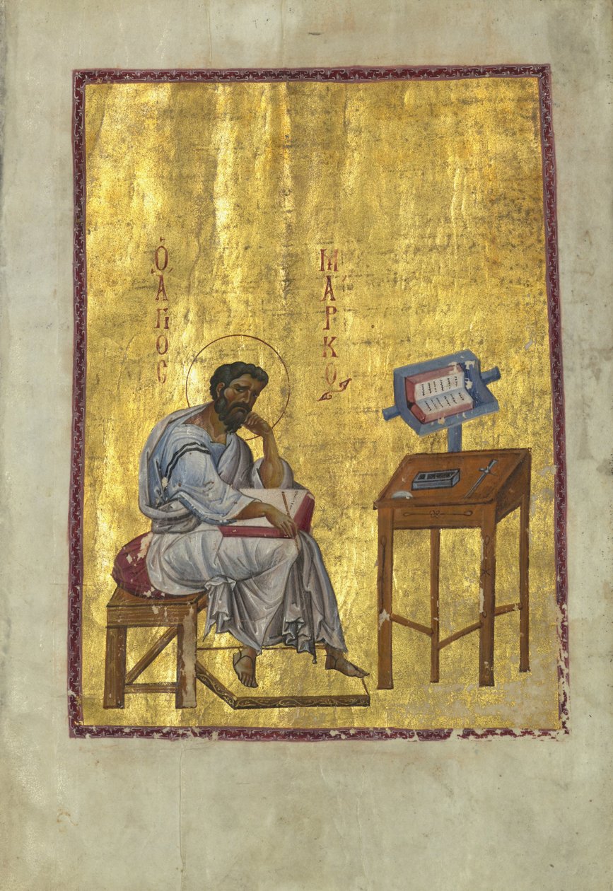 Ewangelista Marek siedzi w swoim gabinecie autorstwa Byzantine