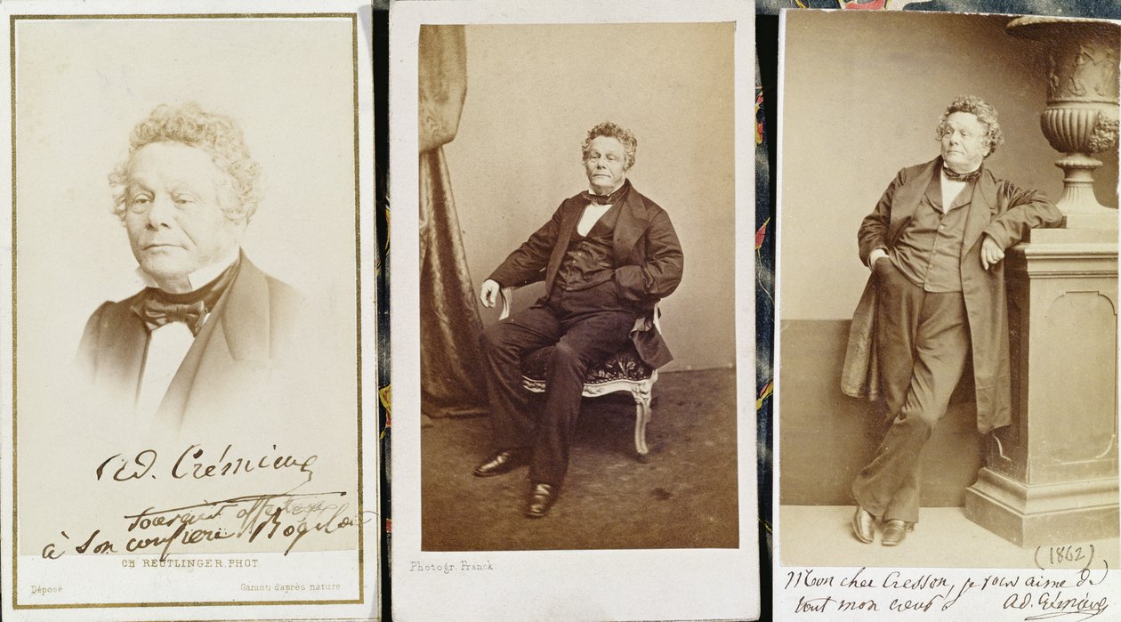 Wizytówki przedstawiające Adolphe Cremieux, ok. 1862 r. autorstwa French Photographer
