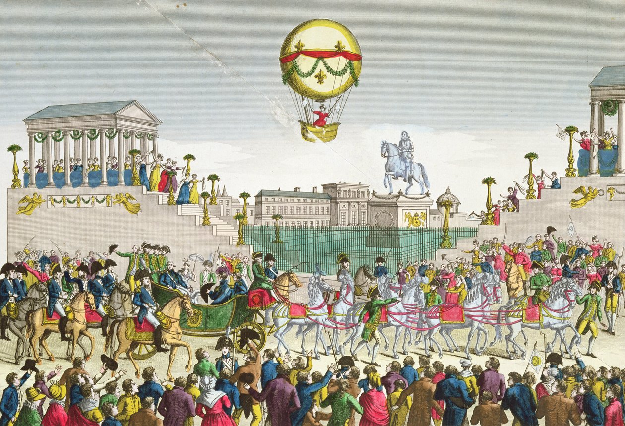 Wjazd do Paryża Ludwika XVIII (1755-1824) 4 maja 1814 (kolorowa rycina) autorstwa French School