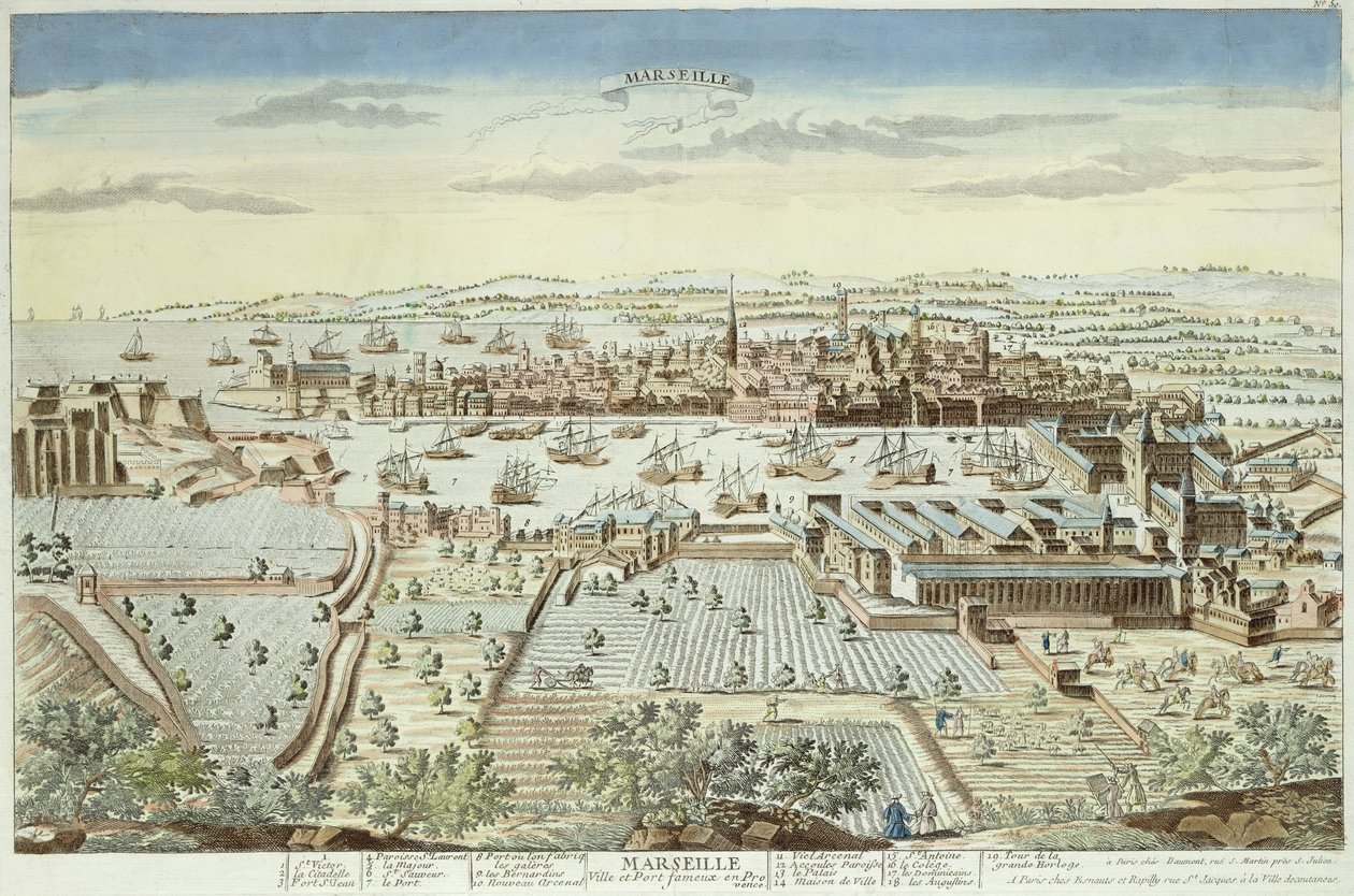 Plan jeździecki Marsylii, 1680 (kolorowy grawerunek) autorstwa French School