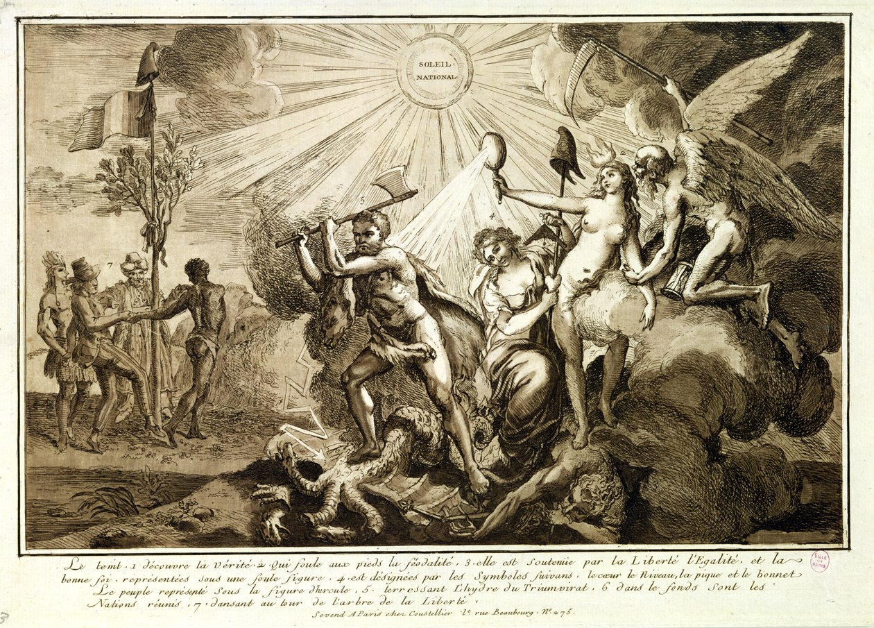 Ojciec Czas odkrywa prawdę depczącą feudalizm, c.1792-93 autorstwa French School