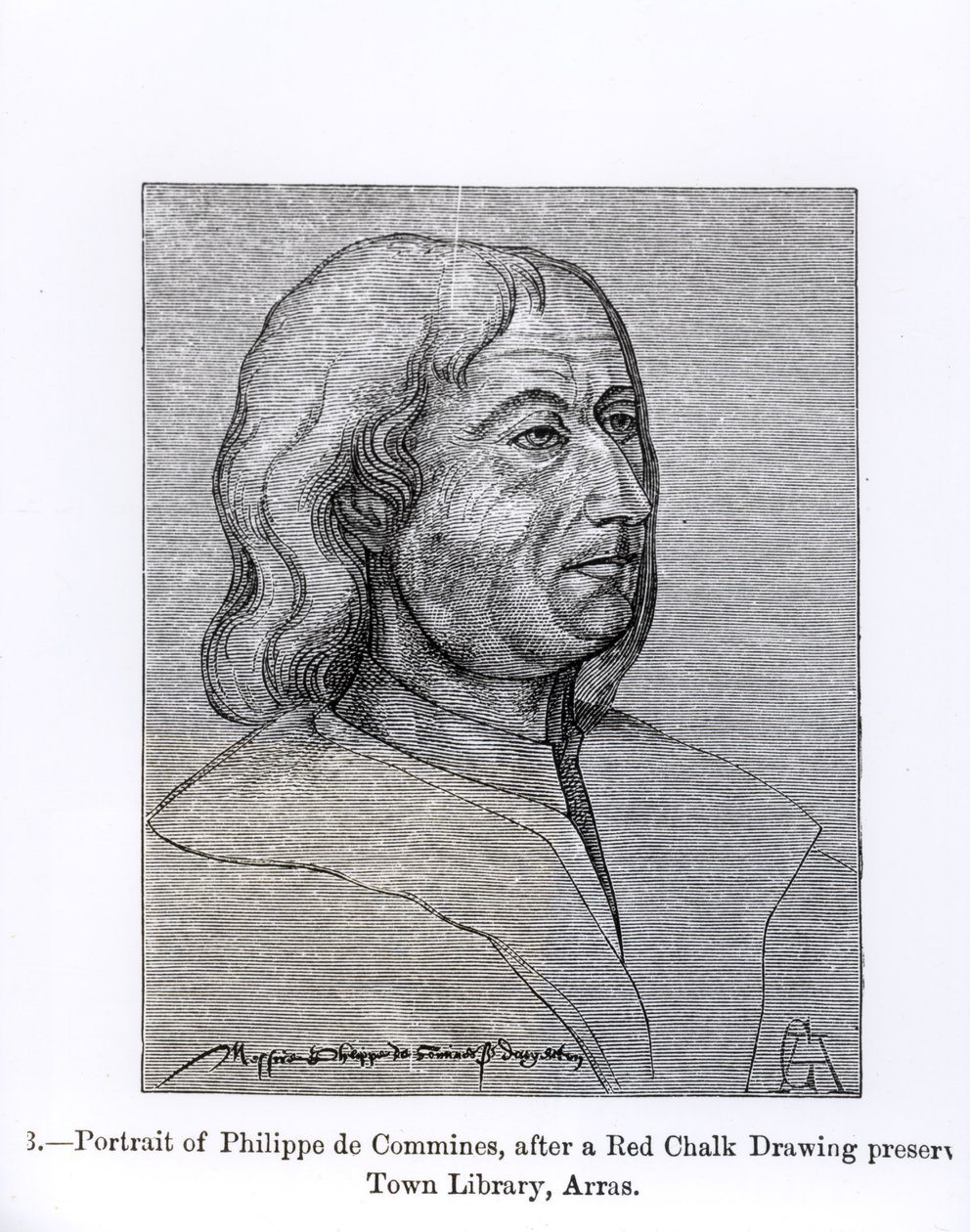Portret Philippe de Commines (ok. 1447-1511) ilustracja z „Nauki i literatury w średniowieczu i renesansie”, napisana i rytowana przez Paula Lacroix, 1878 autorstwa French School