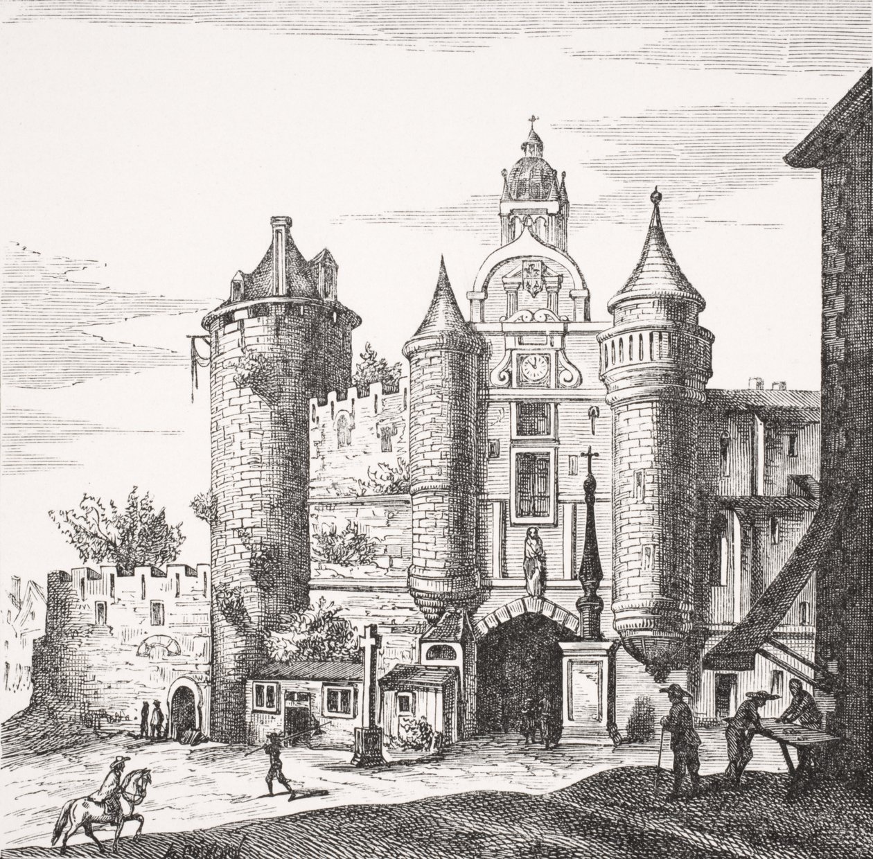 The Great Chatelet of Paris, według miedziorytu Meriana w 