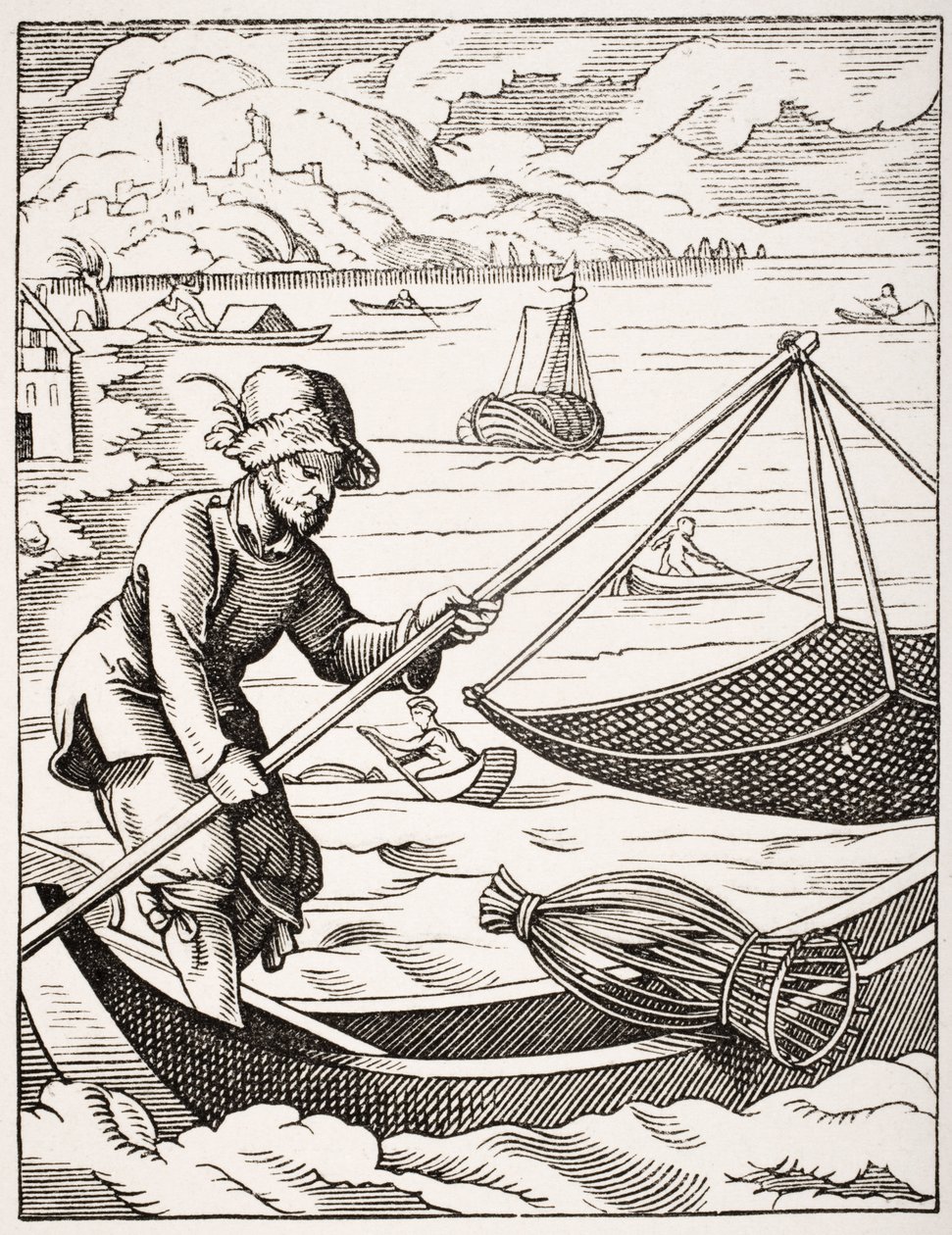 The River Fisherman, według ilustracji z XVI wieku narysowanej i rytowanej przez Josta Ammana (1539-91) z 