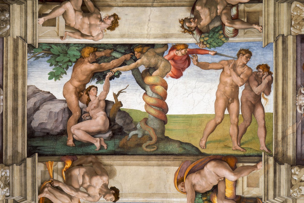 Wypędzenie z raju autorstwa Michelangelo Buonarroti