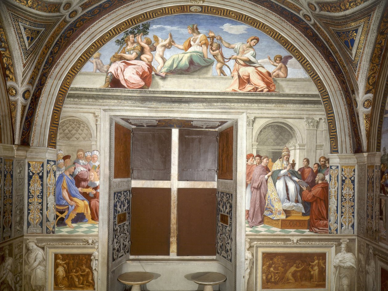 Cnoty kardynalne i teologiczne autorstwa Raffaello Sanzio Raphael