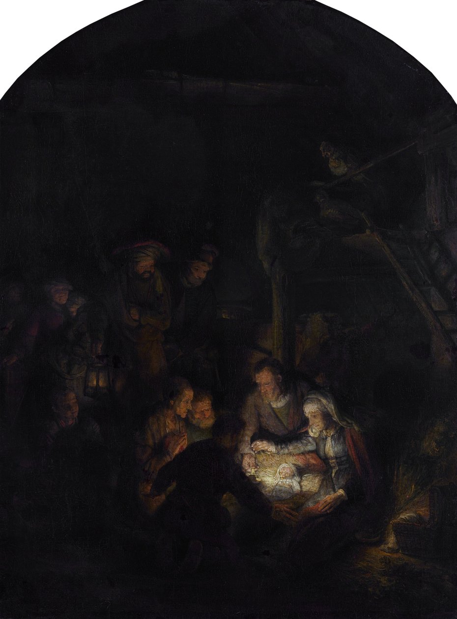 Adoracja pasterzy. autorstwa Rembrandt van Rijn