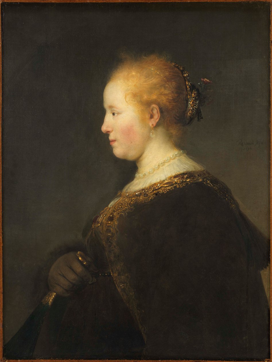 Młoda kobieta w profilu autorstwa Rembrandt van Rijn
