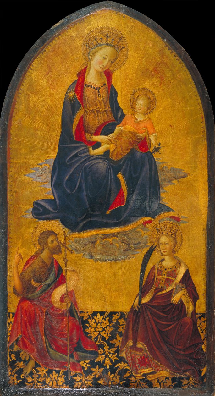 Adoracja Matki Boskiej z Dzieciątkiem przez św. Jana Chrzciciela i św. Katarzynę autorstwa Saint John