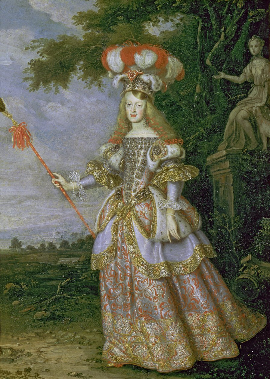 Cesarzowa Małgorzata Teresa (1651-73), pierwsza żona cesarza Leopolda I (1640-1705) Austrii, ubrana jak postać z La Galatea, favola do muzyki Antonio Draghiego, 1667 (olej na miedzi) autorstwa Thomas of Ypres