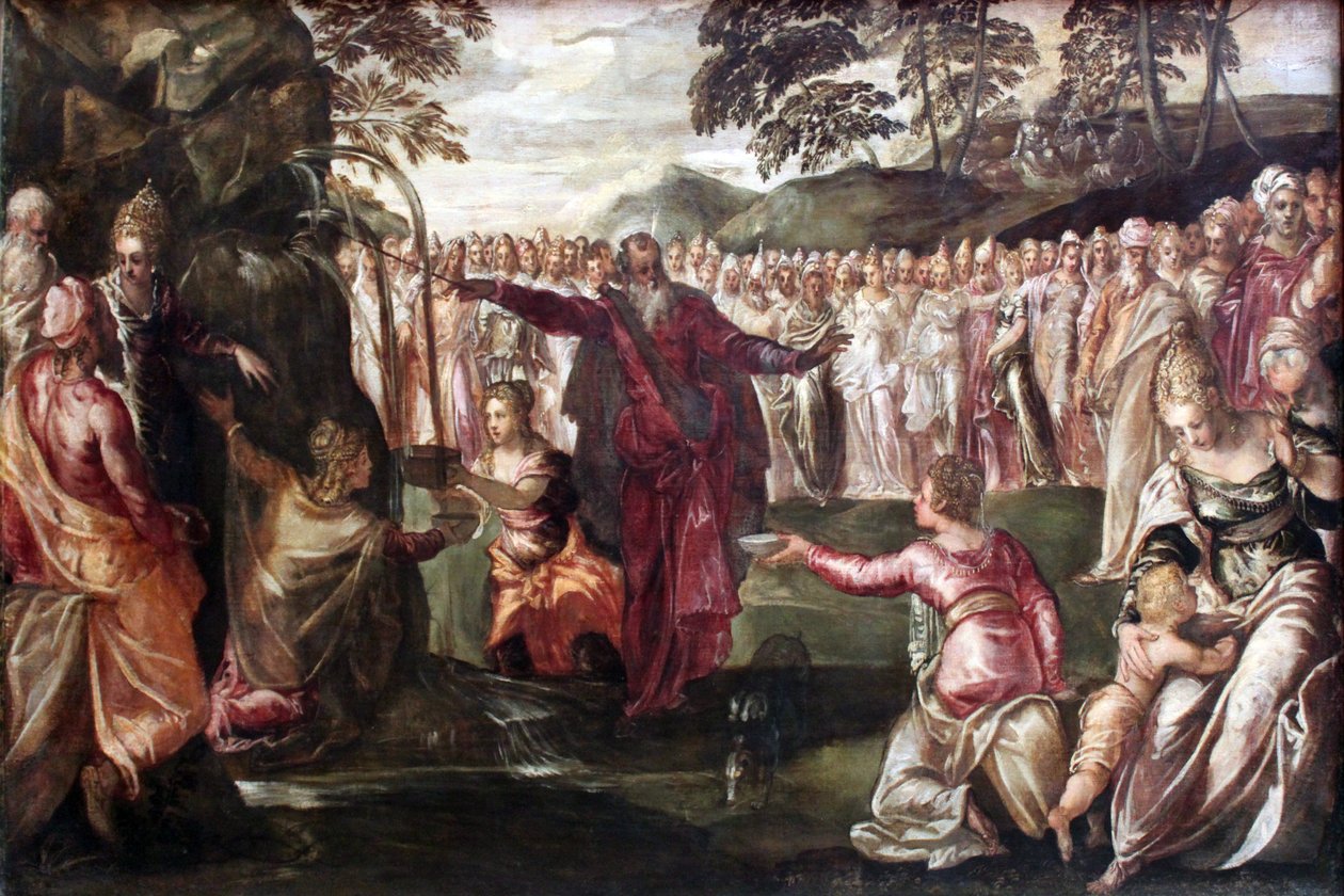 Mojżesz wybija wodę ze skały, autorstwa Tintoretto
