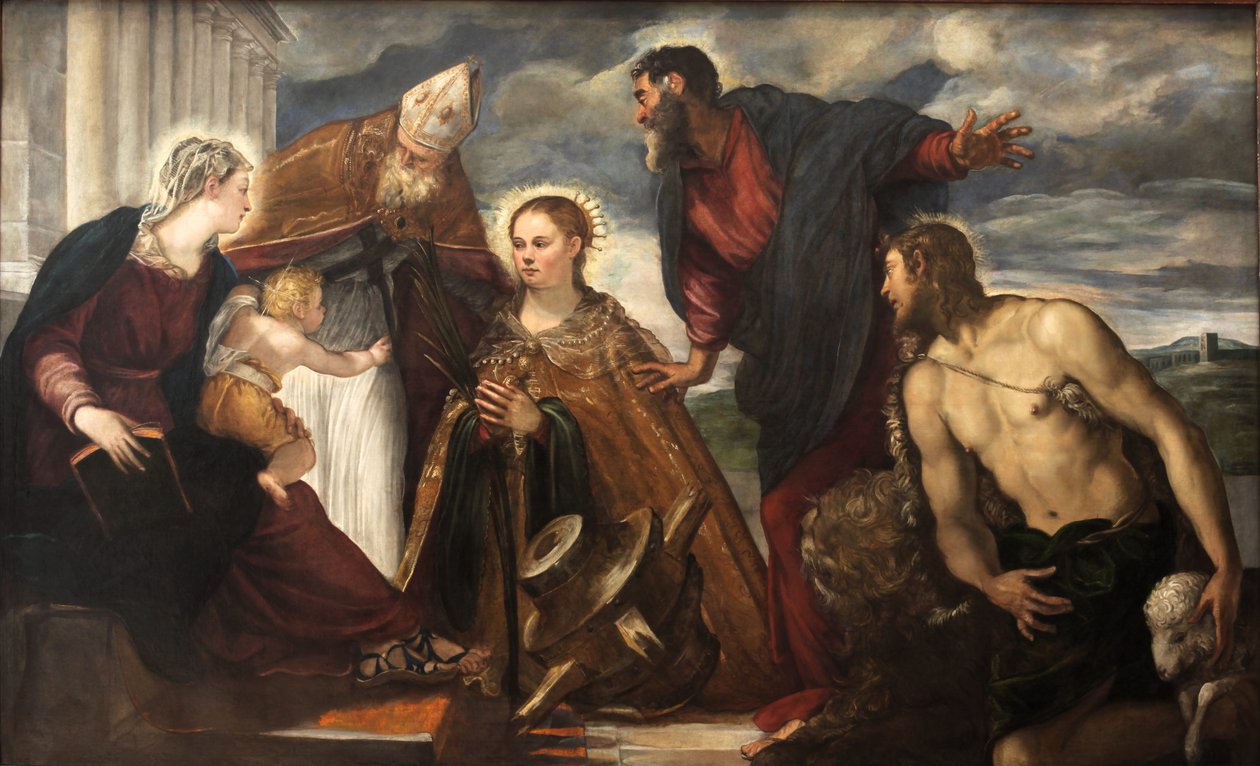 Dziewica z Dzieciątkiem, ze św. Katarzyną, św. Augustynem, św. Markiem i św. Janem Chrzcicielem autorstwa Tintoretto
