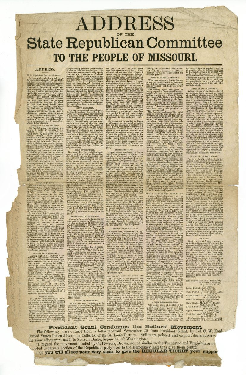 Przemówienie Państwowego Komitetu Republikańskiego do Ludu Missouri autorstwa Unknown