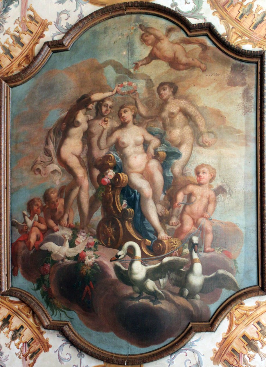 Malowanie sufitu w komnacie toalety mieszkania meklemburskiego w Pałacu Charlottenburg w Berlinie autorstwa Unknown