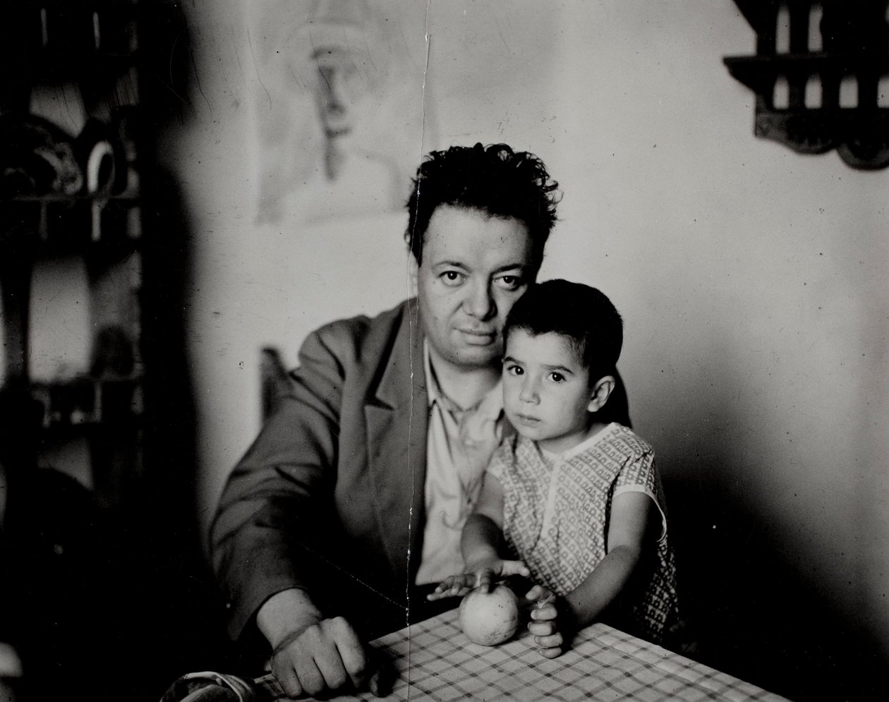 Diego Rivera i jego córka Guadalupe Rivera Marín autorstwa Unknown