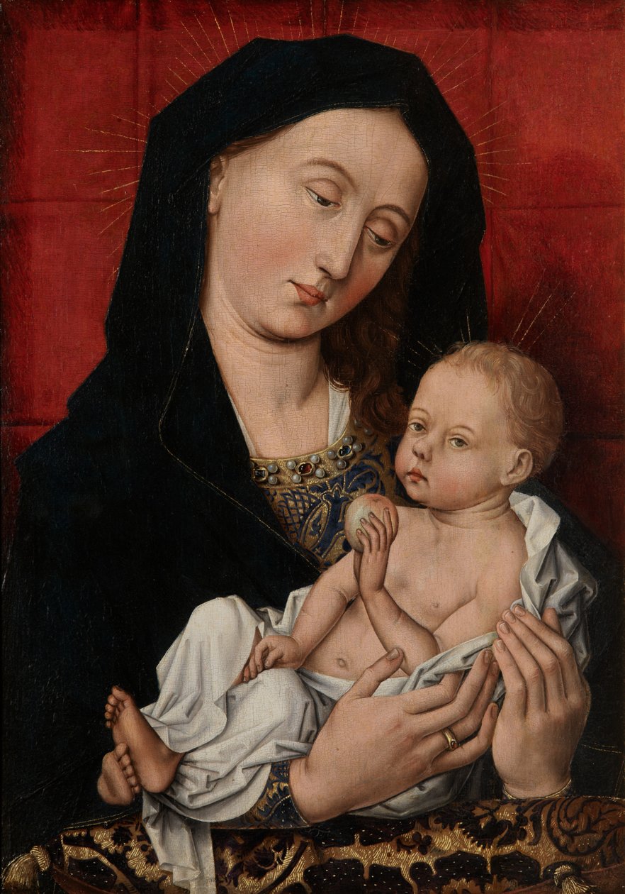 Virgen y Niño (aceite en panel)pulido autorstwa Master of Flémalle