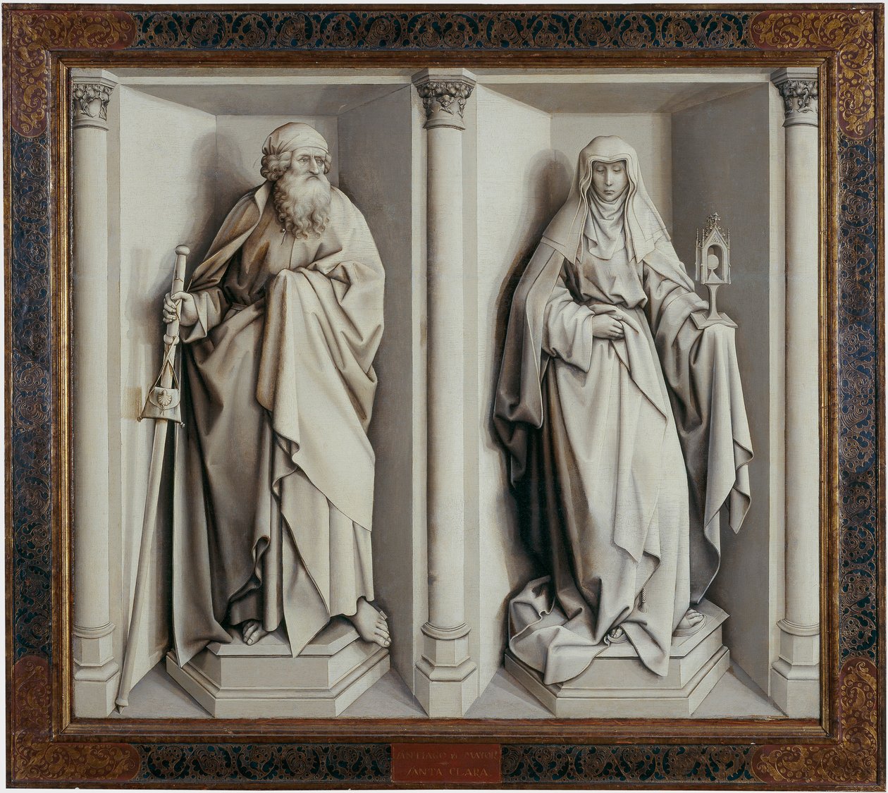""Wesele Dziewicy"" Verso Obraz na desce autorstwa Roberta Campina, znanego jako Mistrz Flemalle (1375-1444) 1420 Wymiary 0,77x0,88 m Madryt, Muzeum Prado --- Wesele Dziewicy. Obraz na drewnie autorstwa Roberta Campina znanego jako Mistrz Flemalle (1375- autorstwa Master of Flémalle