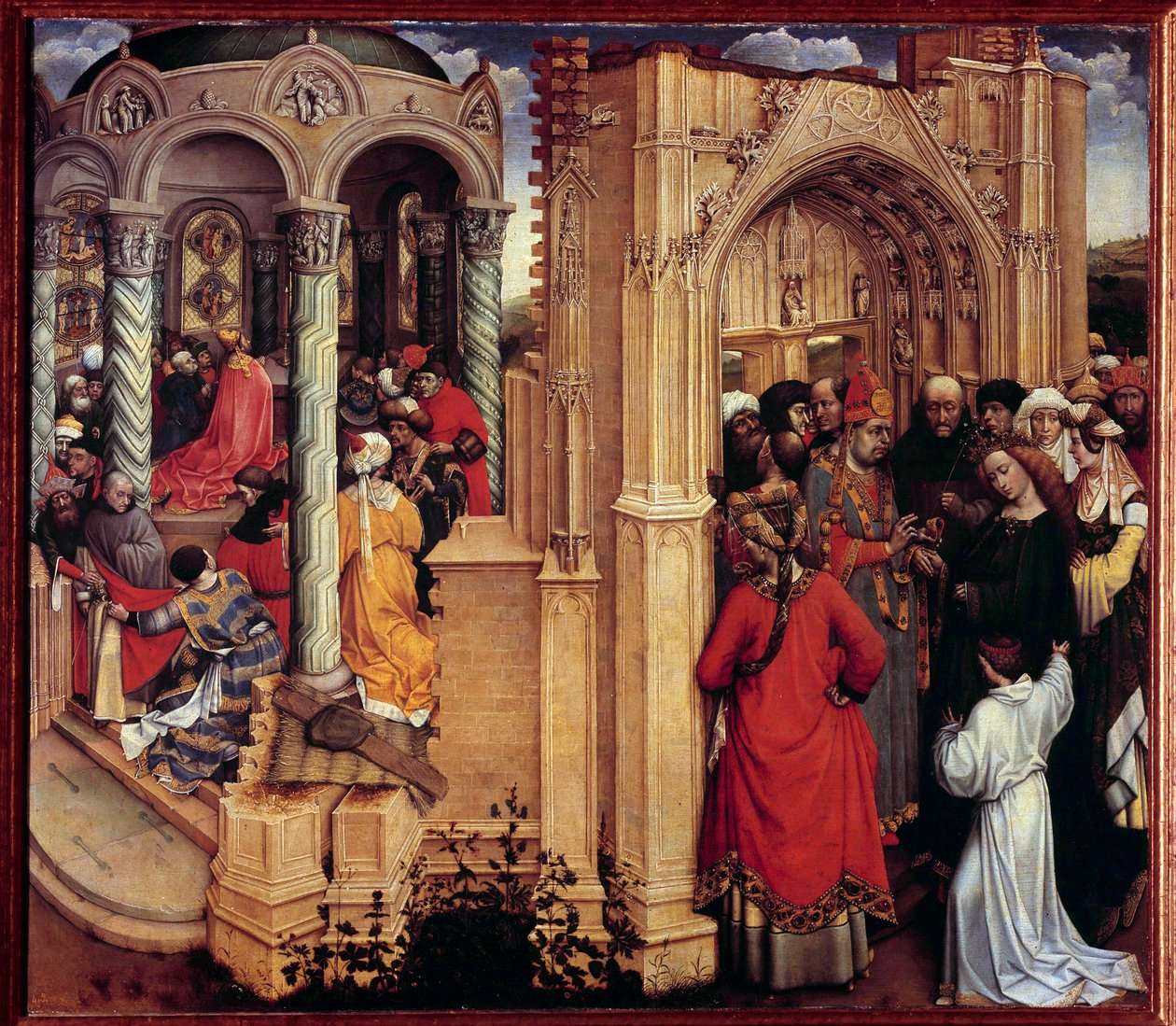 Wesele Dziewiczego Drewna Obraz Roberta Campina zwany Mistrzem Flemalle (1375-1444) XV-wieczne Słońce. 0,77x0,88 m Madryt, Muzeum Prado - Wesele Dziewicy. Obraz na drewnie autorstwa Roberta Campina znanego jako Mistrz Flemalle (1375-144 autorstwa Master of Flémalle