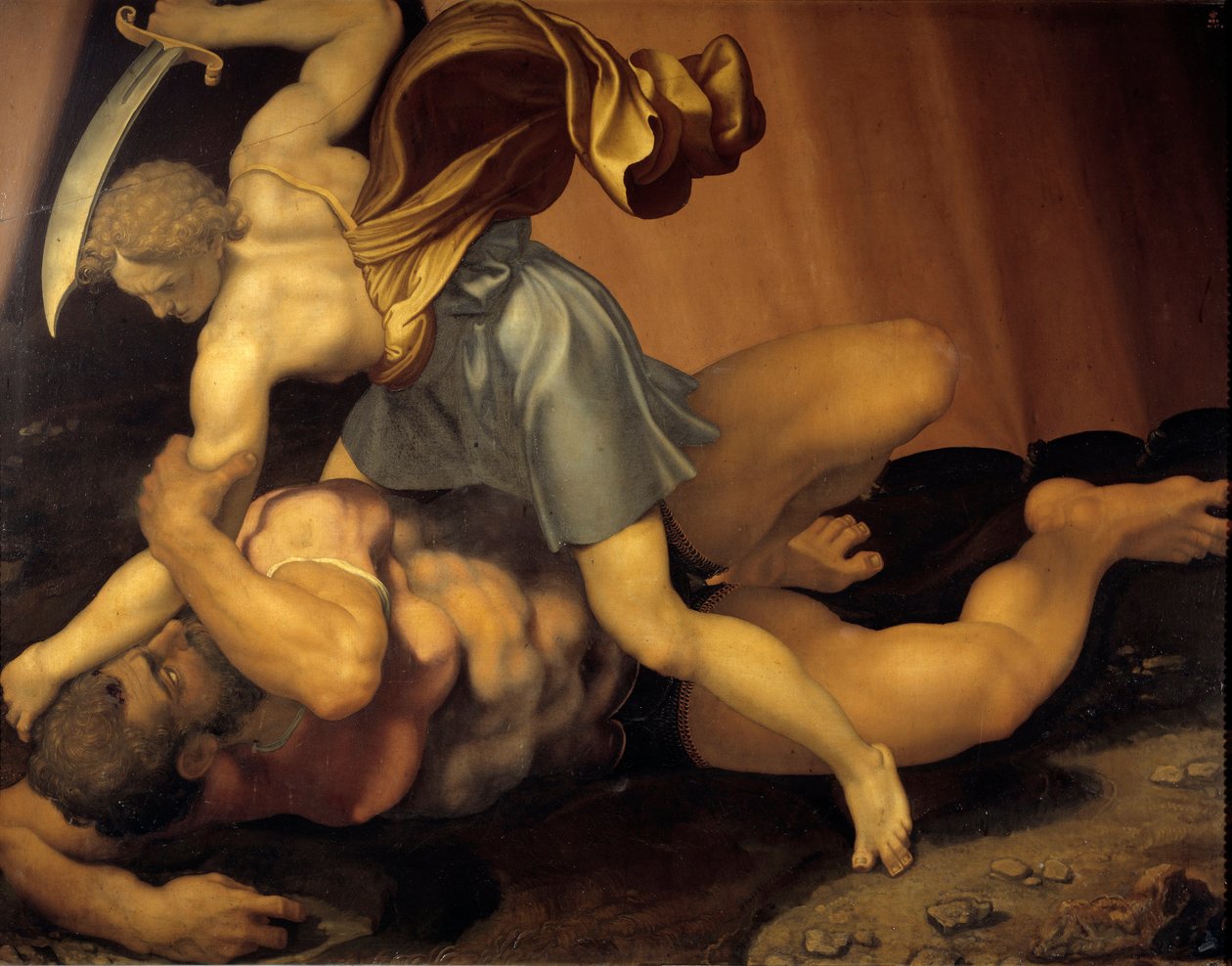 Dawid i Goliat Obraz na łupku dwustronnym autorstwa Daniele de Volterra (1509-1566) autorstwa Daniele da  Volterra