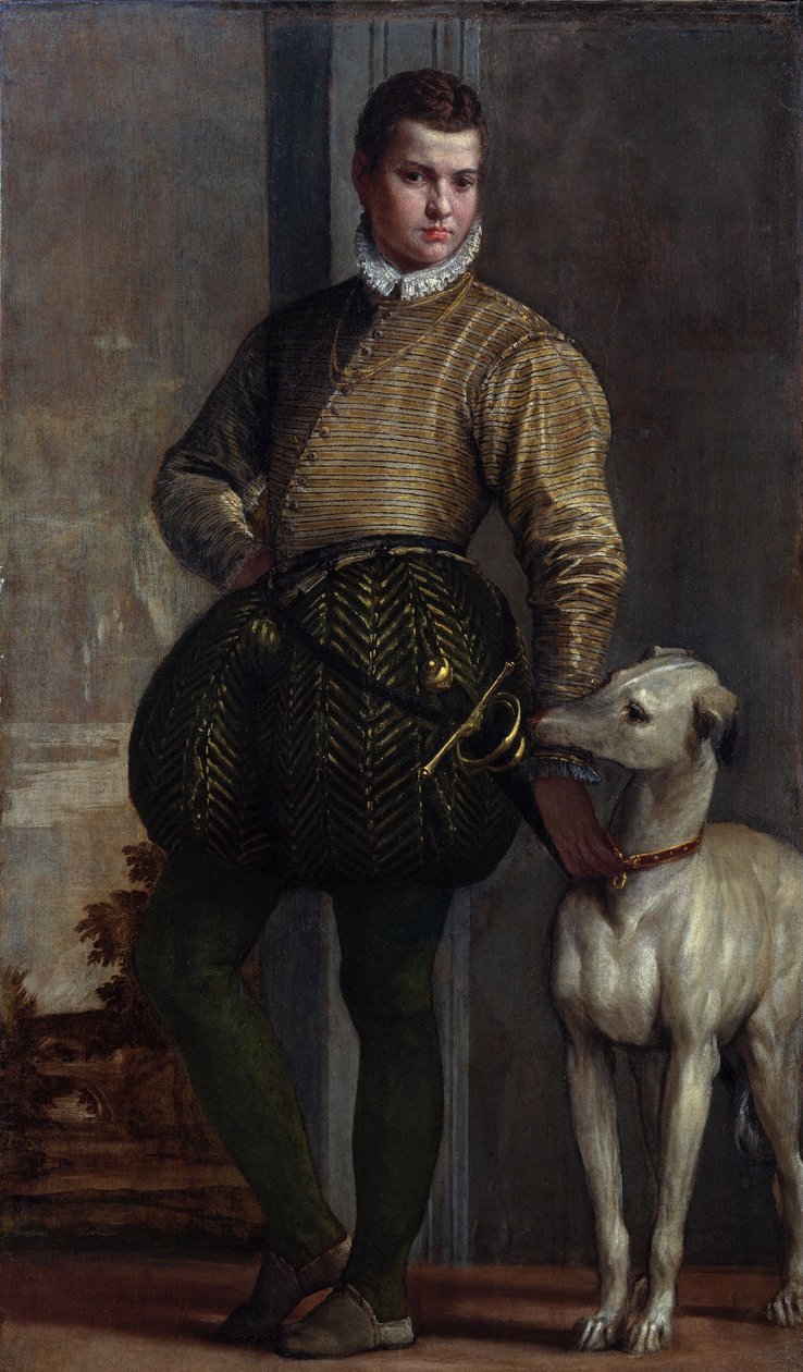 Chłopiec z chartem, ok. 1570 (olej na płótnie) autorstwa Veronese