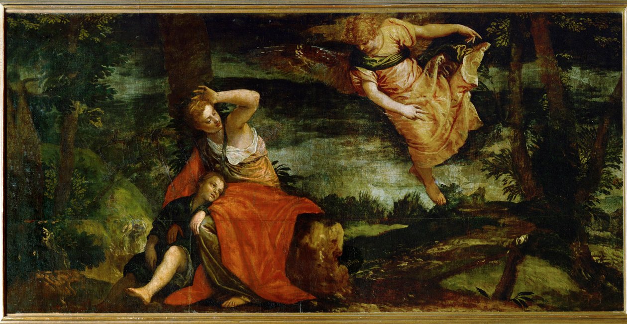 Hagar i Ismael na pustyni Berszeba, Izrael ... (olej na płótnie) autorstwa (1528-88) Veronese