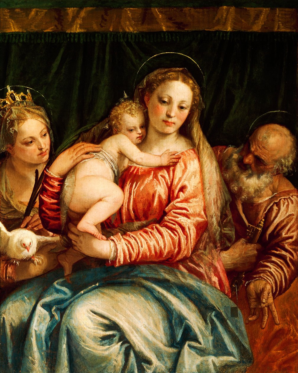 Madonna z Dzieciątkiem, święty i św. Piotr – Paolo Caliari znany jako Veronese (1528-1588), olej na płótnie autorstwa (1528 88) Veronese