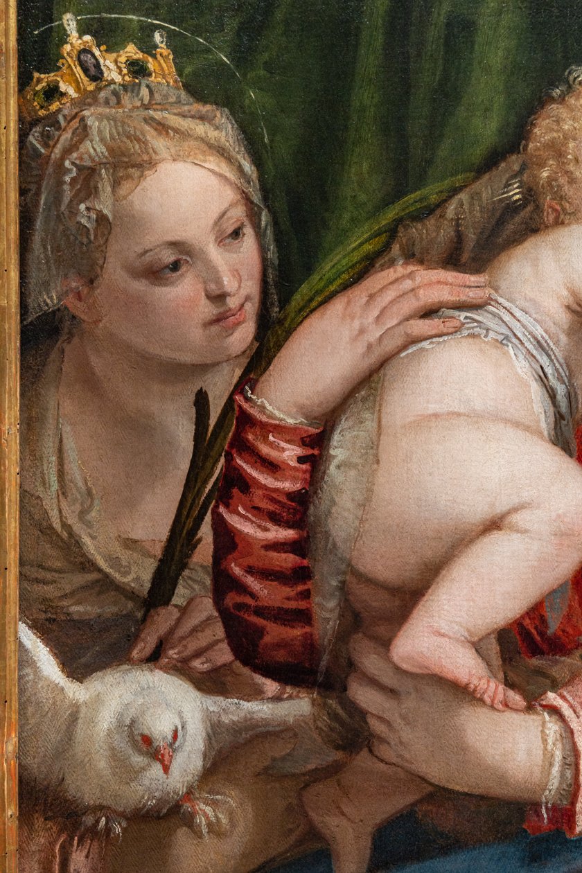 Madonna z Dzieciątkiem Jezus między św. Katarzyną z Alessandrii a Piotrem, fragment autorstwa (1528 88) Veronese