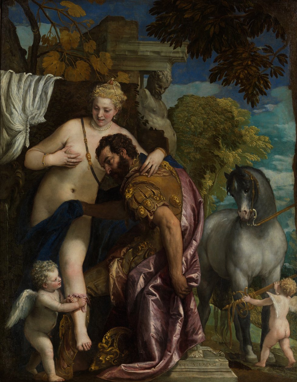 Mars i Wenus zjednoczeni miłością, ok. 1570 (olej na płótnie) autorstwa Veronese